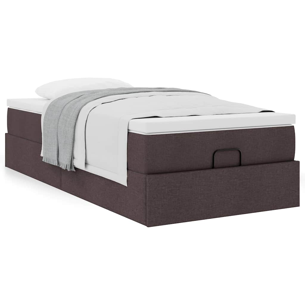 Ottoman-Bett mit Matratze Dunkelbraun 100×200 cm Stoff