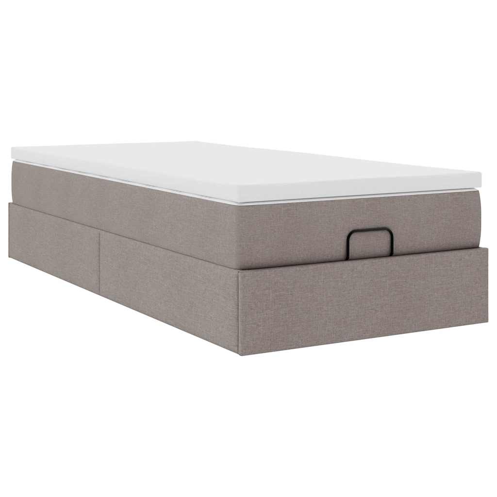 vidaXL Ottoman bed met matras 100x200cm stof taupe, foto 4