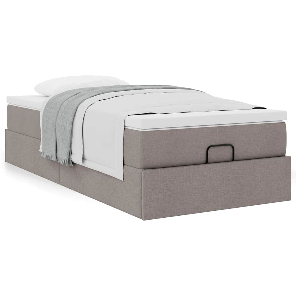 Ottoman-Bett mit Matratze Taupe 100×200 cm Stoff