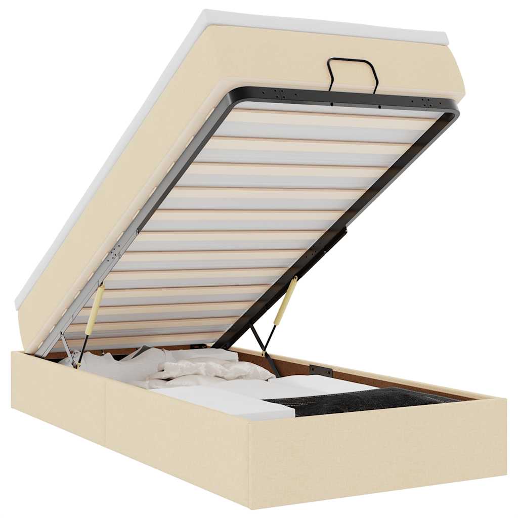 Thumbnail - vidaXL Ottoman-Bett mit Matratze Creme 100x200 cm Stoff