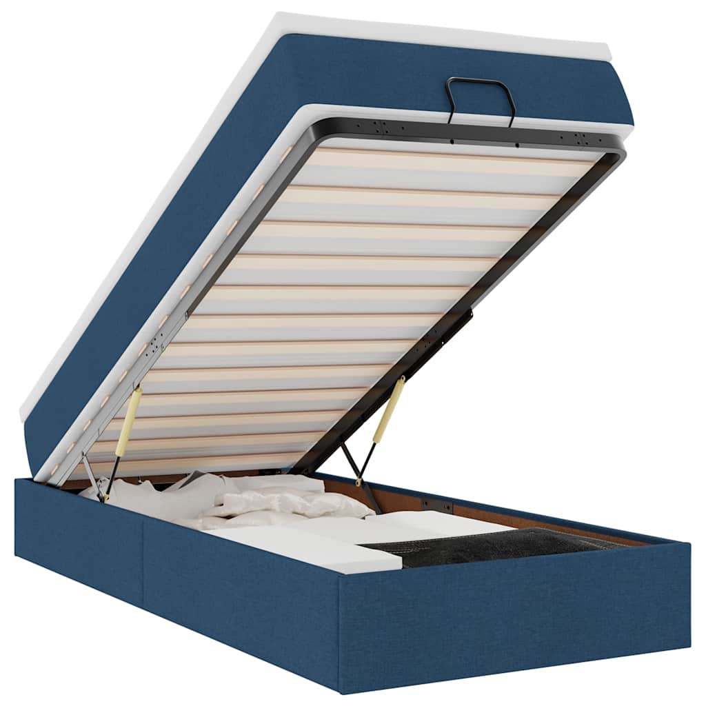 vidaXL Ottoman bed met matras 100x200cm stof blauw, foto 3