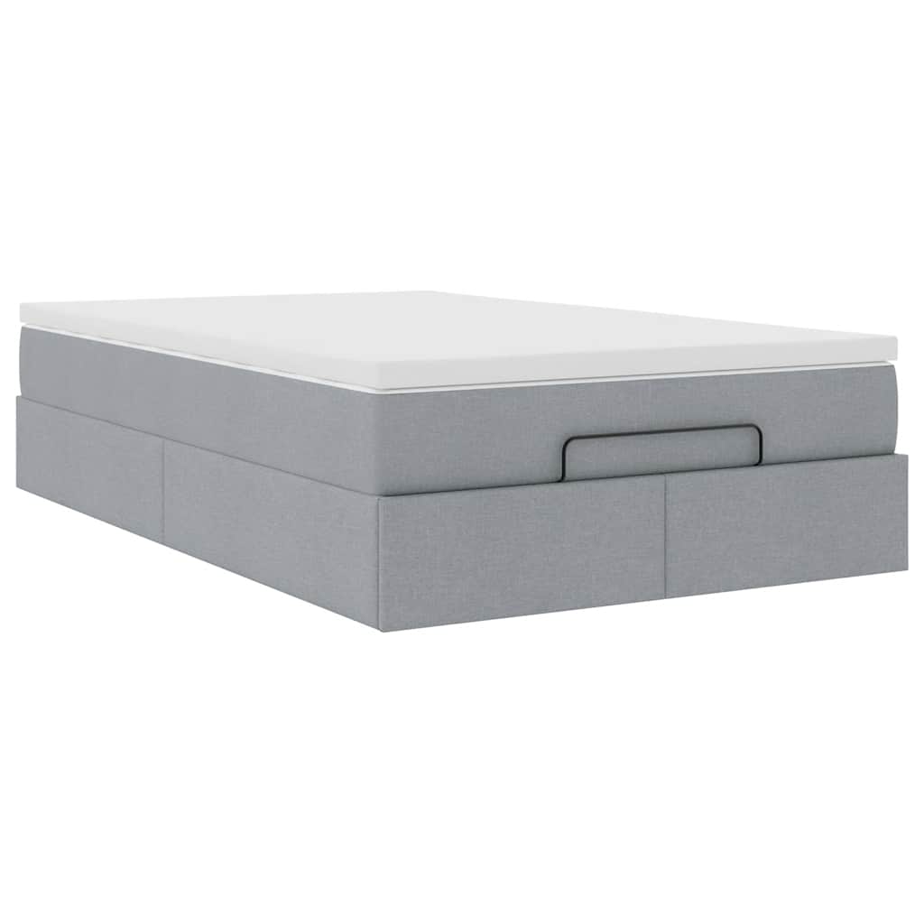 vidaXL Ottoman bed met matras 120x190 cm stof lichtgrijs grijs, foto 4