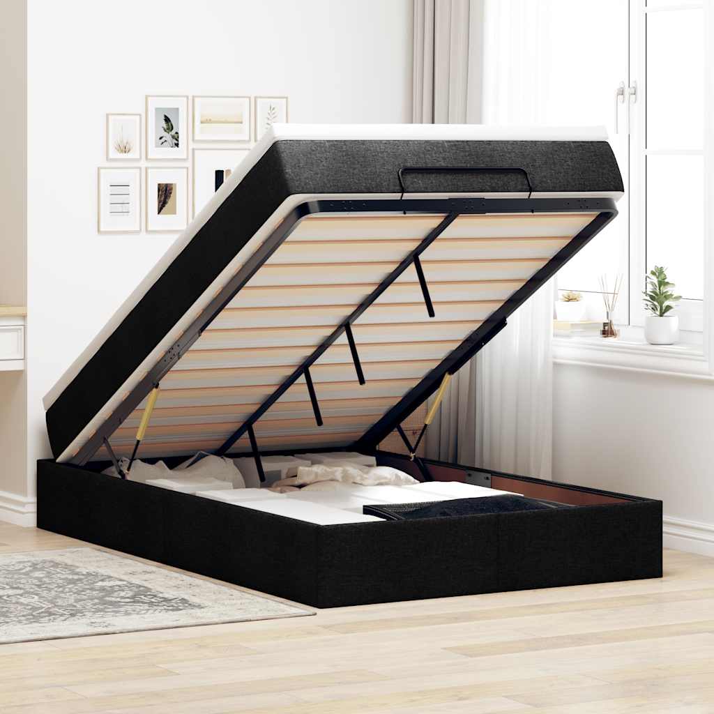vidaXL Cadru de pat otoman cu saltea Negru 120x190 cm Tesatura