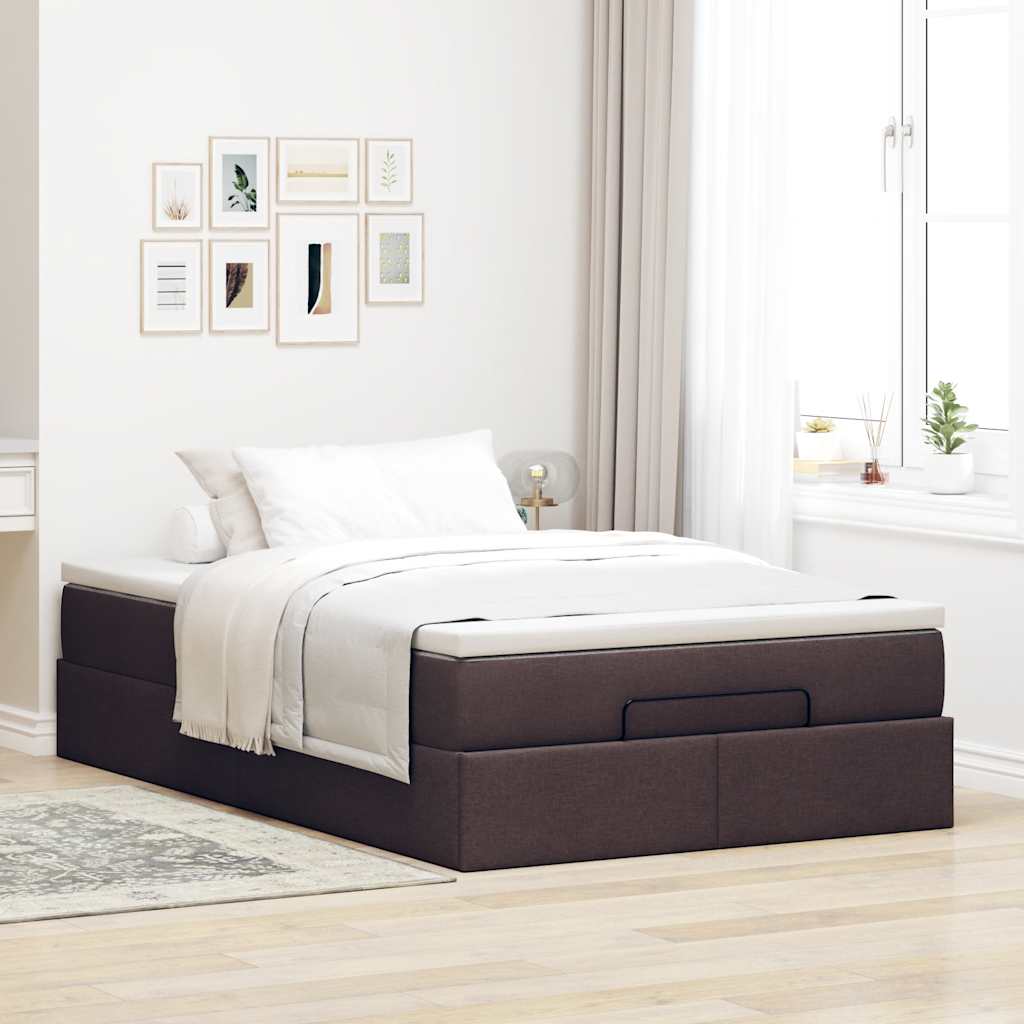 vidaXL Ottoman bed met matras 120x190 cm stof donkerbruin afbeelding