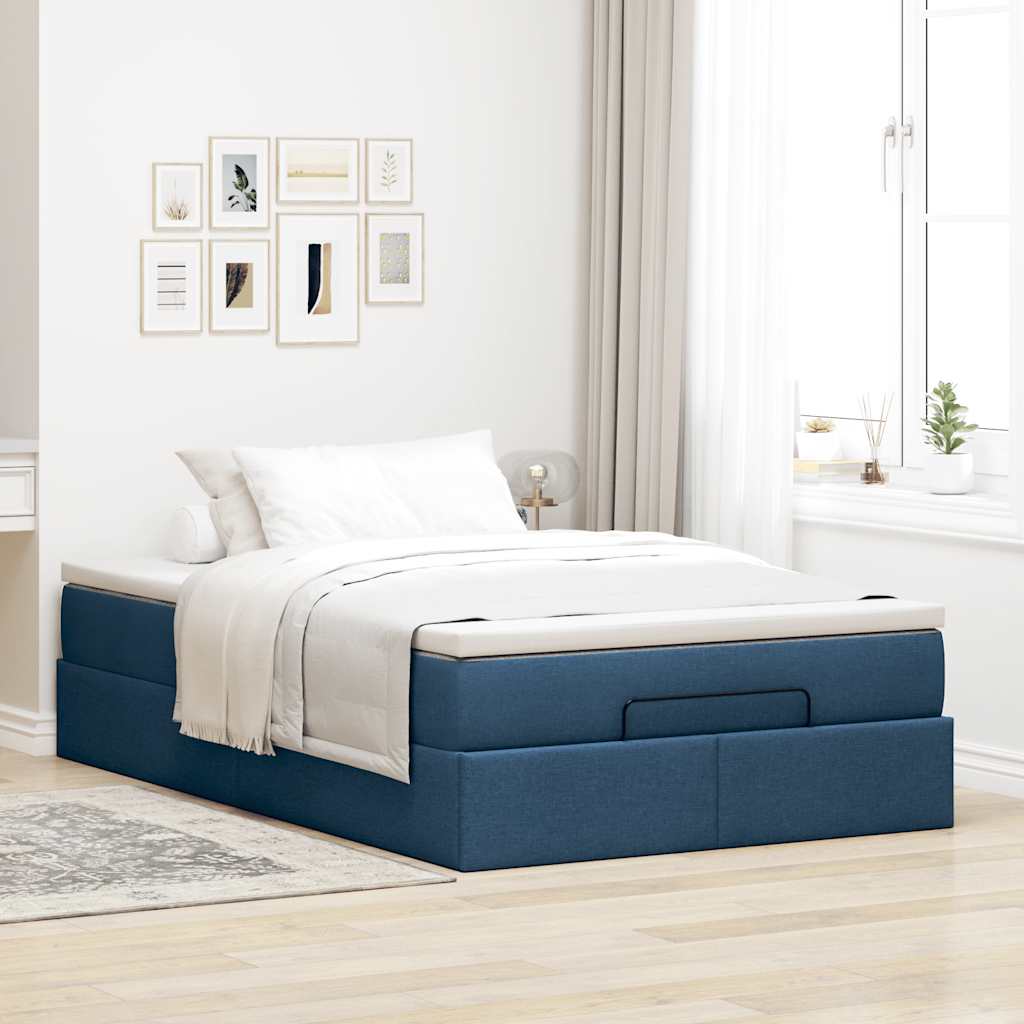 vidaXL Ottoman bed met matras 120x190 cm stof blauw, foto 2