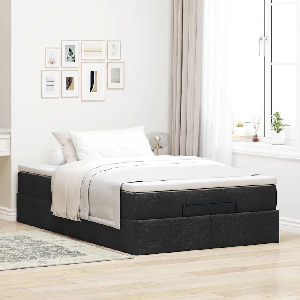 vidaXL Ottoman bed met matras 120x200cm stof zwart, foto 2