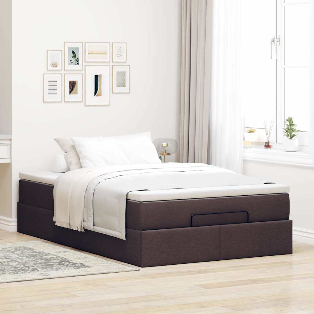 vidaXL Ottoman bed met matras 120x200cm stof donkerbruin bruin, foto 2