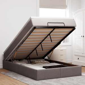 Otomanski posteljni okvir z vzmetnico taupe 120x200 cm blago