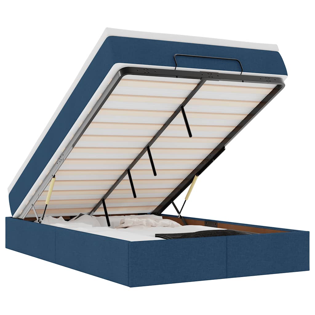 Thumbnail - vidaXL Ottoman-Bett mit Matratze Blau 120x200 cm Stoff