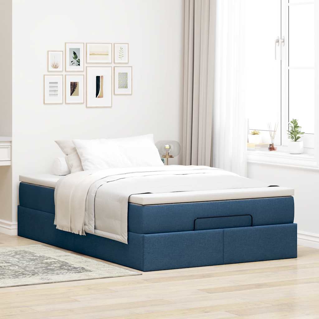 vidaXL Ottoman bed met matras 120x200cm stof blauw, foto 2