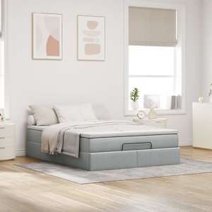 Osmanský rám postele s matrací světle šedá 140x190cm textil - obrázek 3