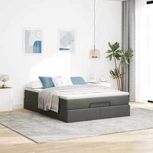Osmanský rám postele s matrací tmavě šedá 140x190cm textil - obrázek 3
