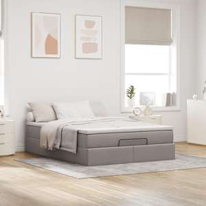 Osmanský rám postele s matrací taupe 140x190cm textil - obrázek 3