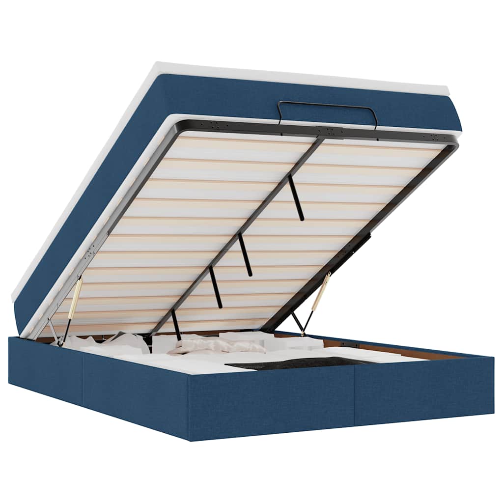 Thumbnail - vidaXL Ottoman-Bett mit Matratze Blau 140x190 cm Stoff