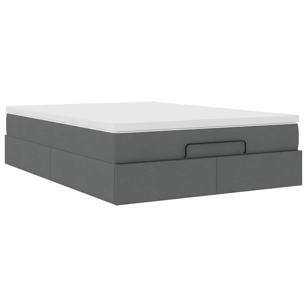 vidaXL Ottoman bed met matras 140x200cm stof donkergrijs grijs, foto 4