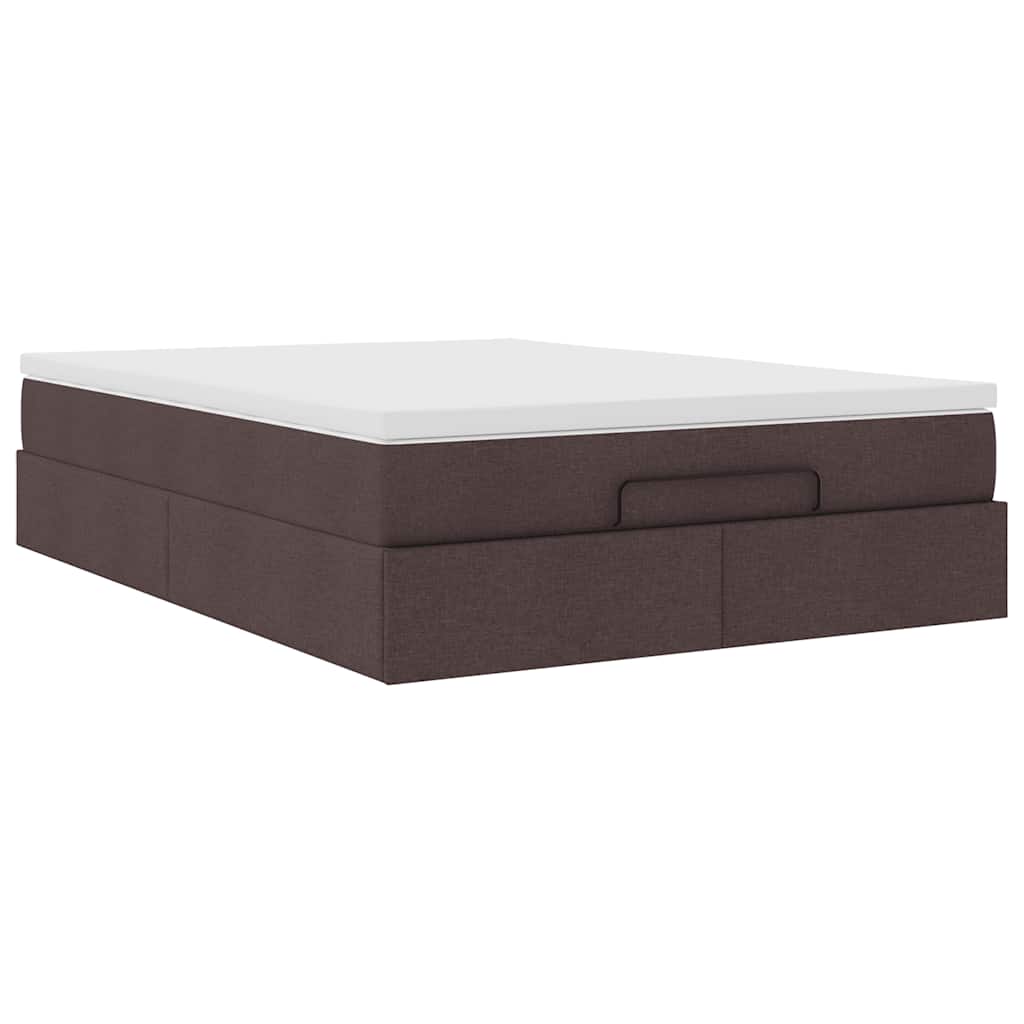 vidaXL Ottoman bed met matras 140x200cm stof donkerbruin bruin, foto 4