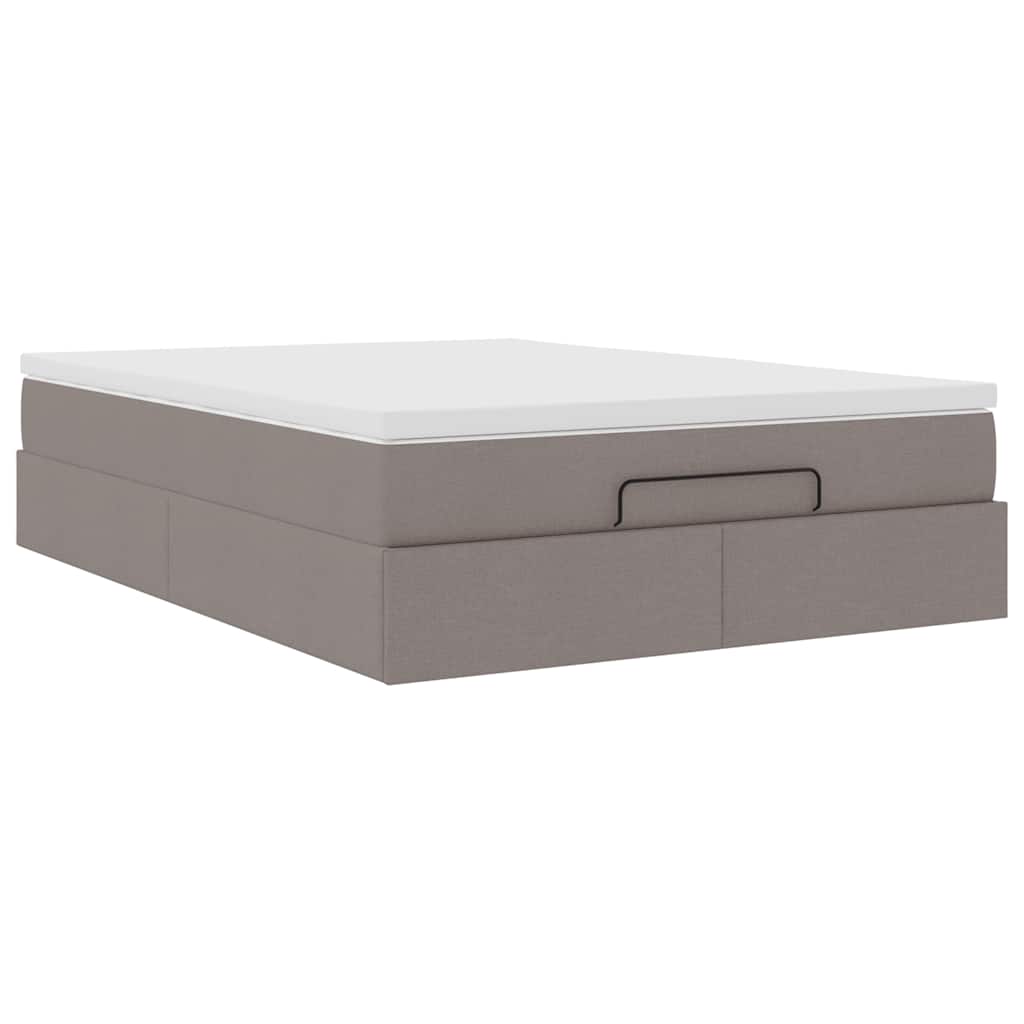 vidaXL Ottoman bed met matras 140x200cm stof taupe, foto 4