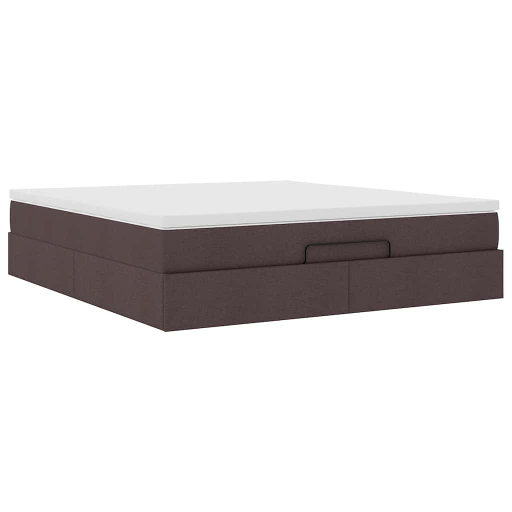 vidaXL Ottoman bed met matras 160x200cm stof donkerbruin bruin, foto 4