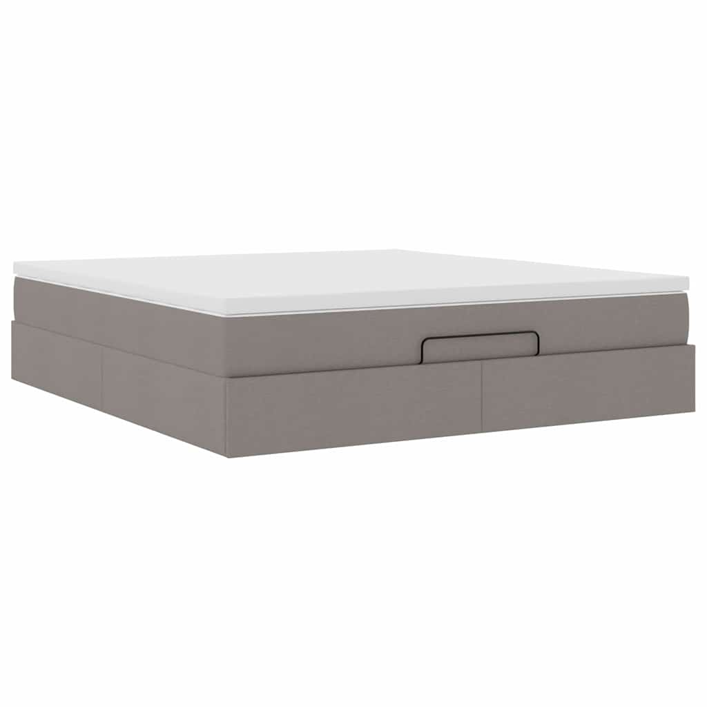 vidaXL Ottoman bed met matras 160x200cm stof taupe, foto 4