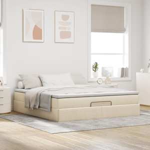 Osmanský rám postele s matrací krémová 160x200cm textil - obrázek 3