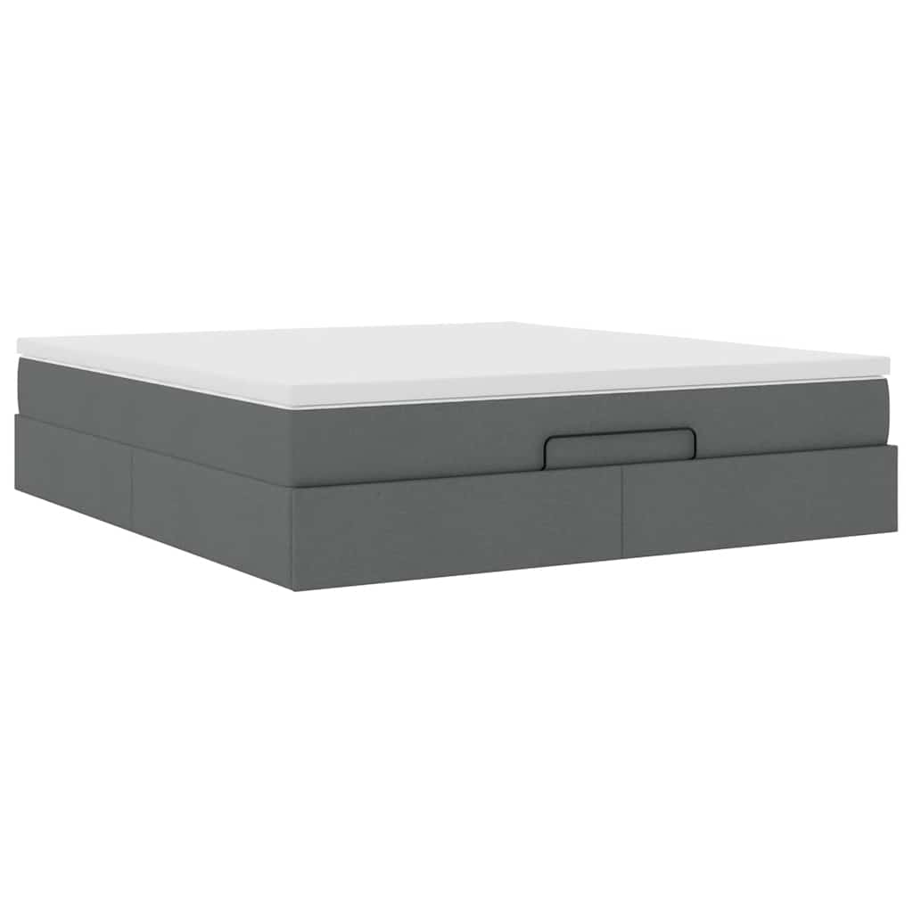 vidaXL Ottoman bed met matras 180x200cm stof donkergrijs grijs, foto 4