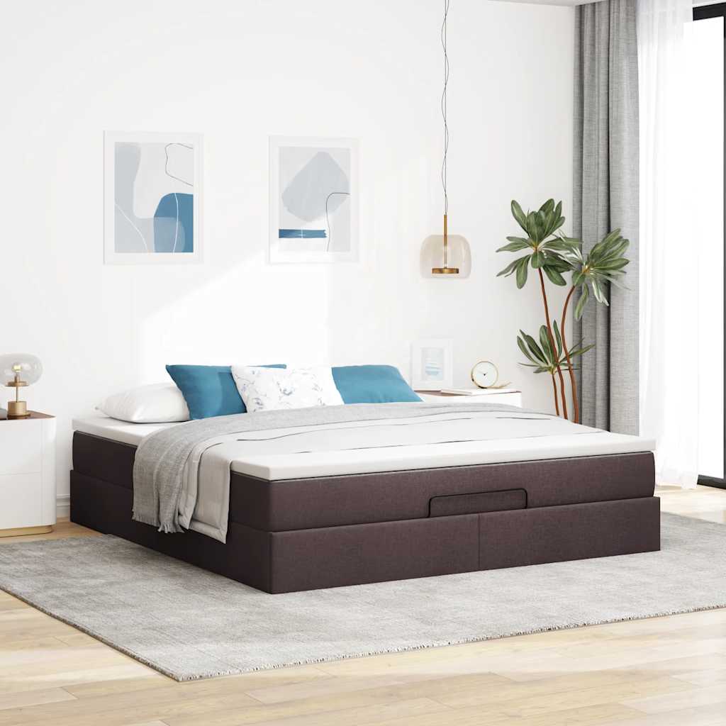 vidaXL Ottoman bed met matras 180x200cm stof donkerbruin bruin, foto 2