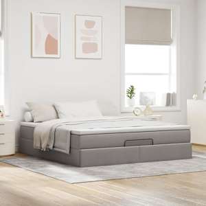 Osmanský rám postele s matrací taupe 180x200cm textil - obrázek 3