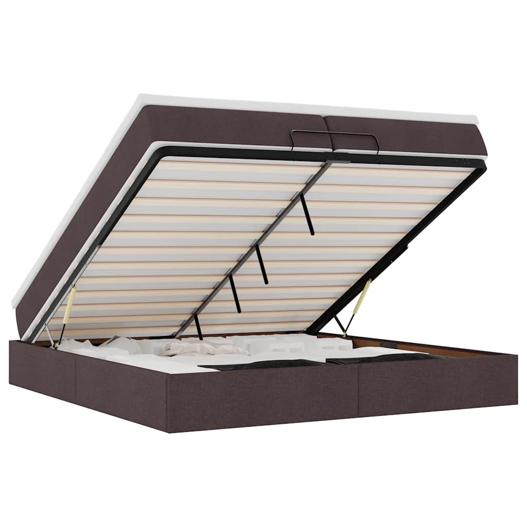 vidaXL Ottoman bed met matrassen 200x200cm stof donkerbruin bruin, foto 3