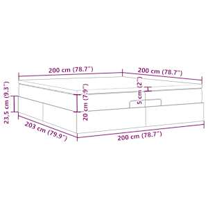 Osmanský rám postele s matrací tmavě hnědá 200x200cm textil - obrázek 17
