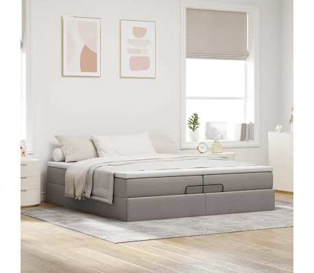vidaXL Οθωμανικό κρεβάτι με στρώματα Taupe 200x200cm ύφασμα