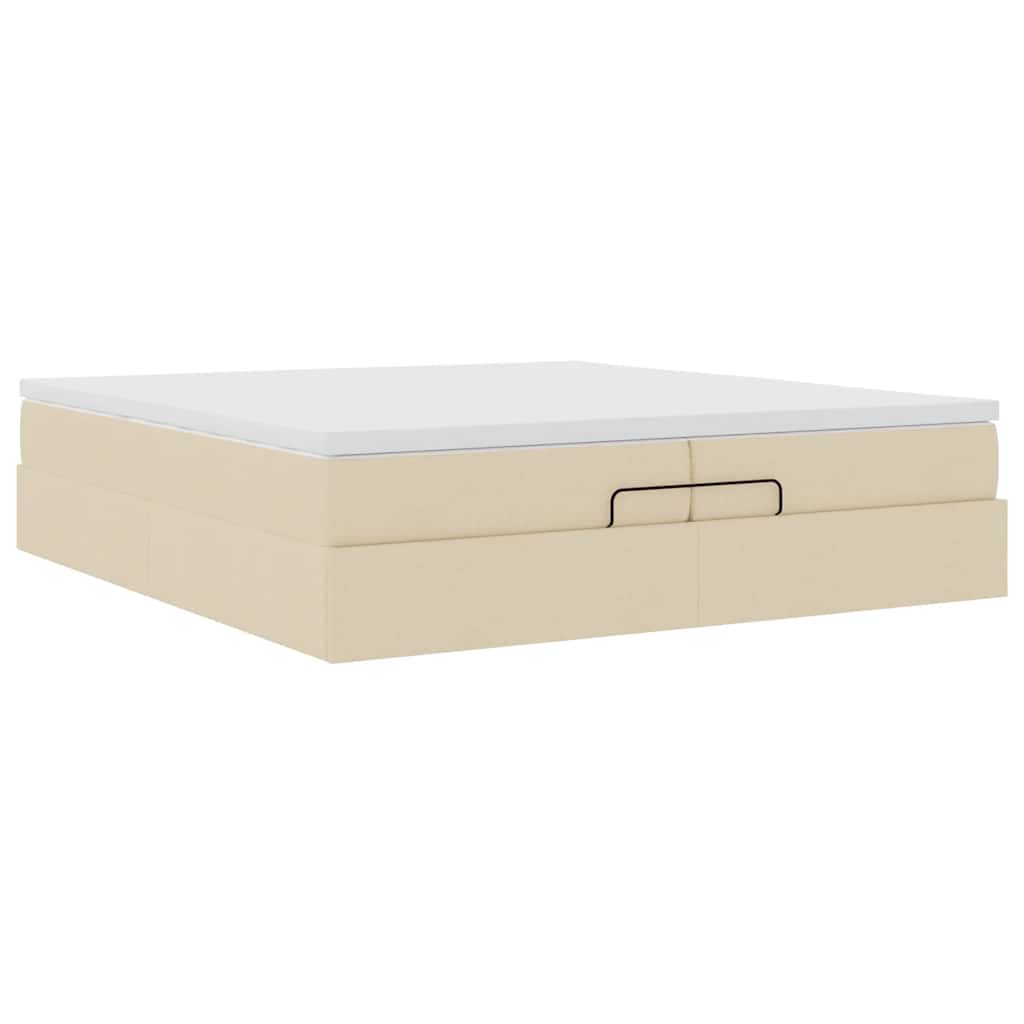 vidaXL Ottoman bed met matrassen 200x200cm stof crèmekleurig, foto 4