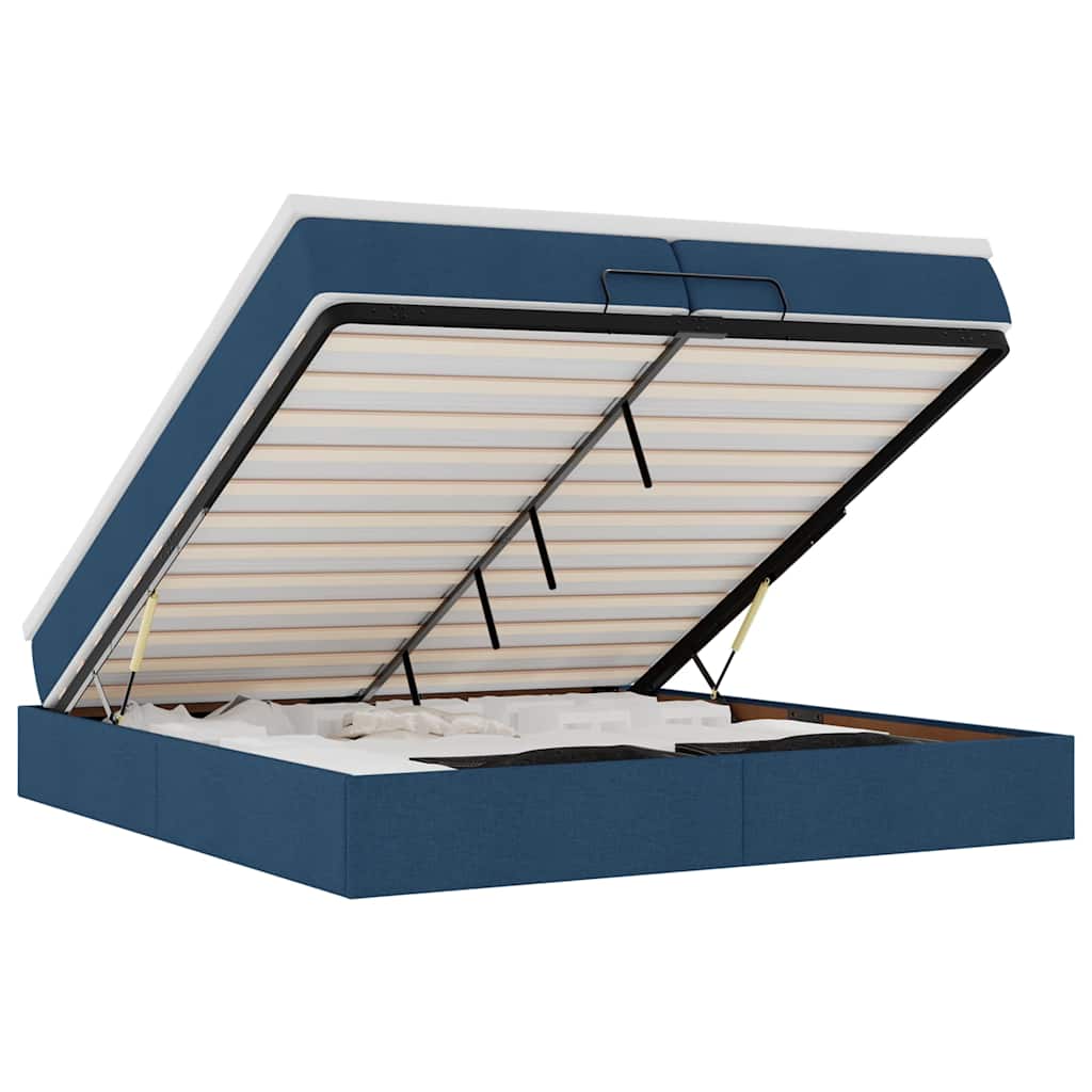 vidaXL Ottoman bed met matrassen 200x200cm stof blauw, foto 3