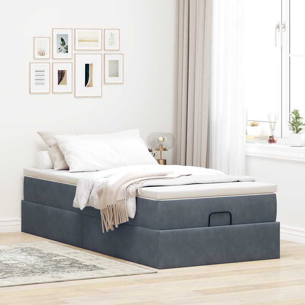 Thumbnail - vidaXL Ottoman-Bett mit Matratze Dunkelgrau 80x200 cm Samt