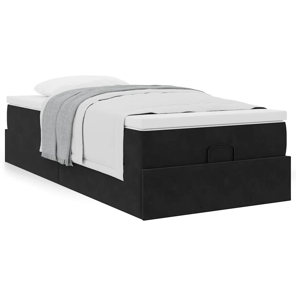 vidaXL Ottoman-Bett mit Matratze Schwarz 80x200 cm Samt