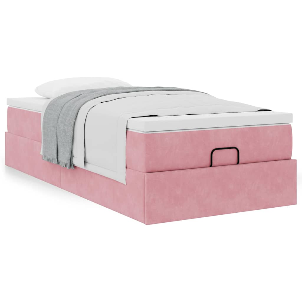 Ottoman-Bett mit Matratze Rosa 80×200 cm Samt