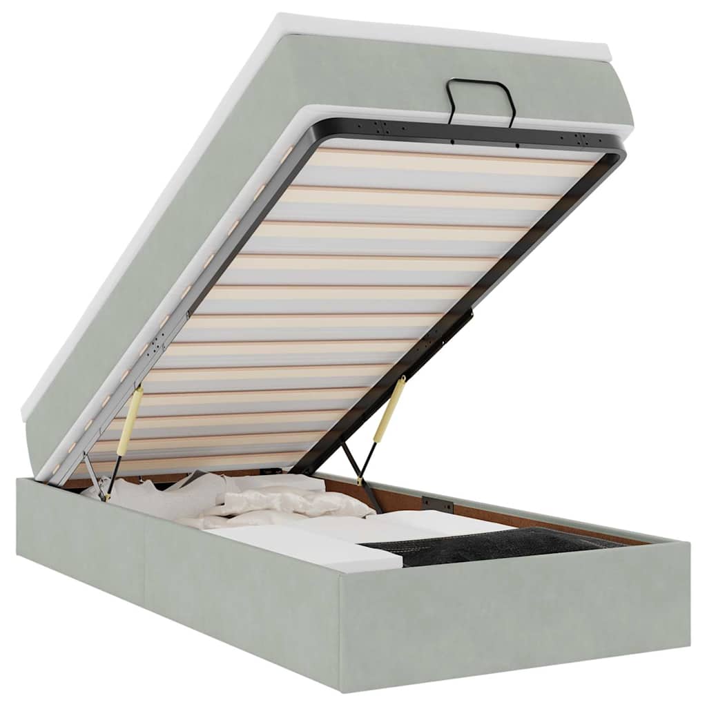 Thumbnail - vidaXL Ottoman-Bett mit Matratze Hellgrau 90x190 cm Samt