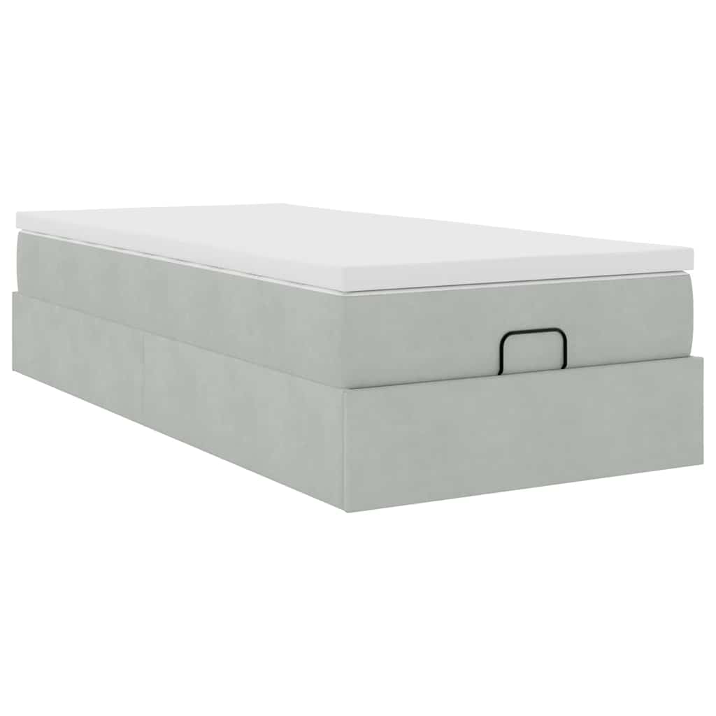 vidaXL Ottoman bed met matras 90x190cm fluweel lichtgrijs grijs, foto 4