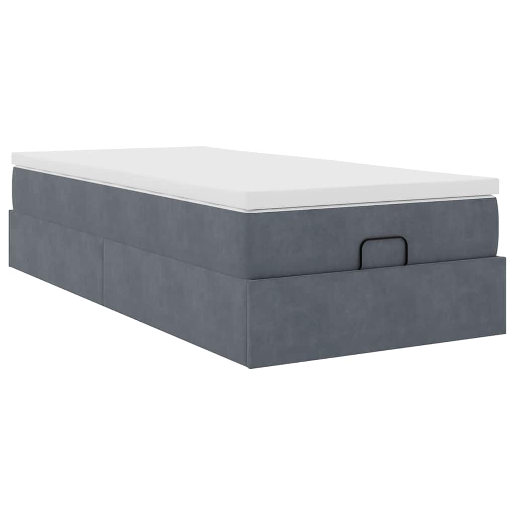 vidaXL Ottoman bed met matras 90x190cm fluweel donkergrijs grijs, foto 4