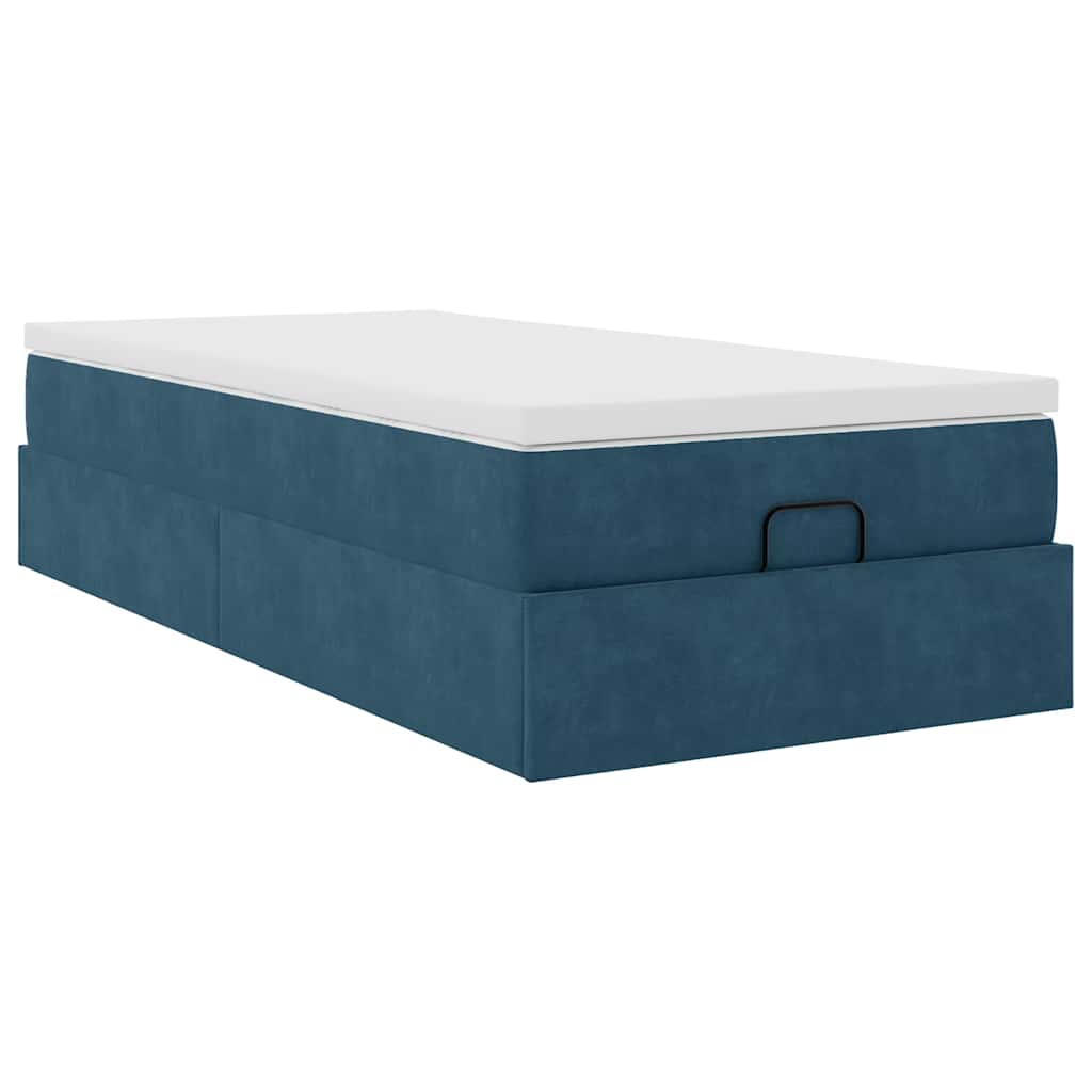 vidaXL Ottoman bed met matras 90x190cm fluweel donkerblauw blauw, foto 4