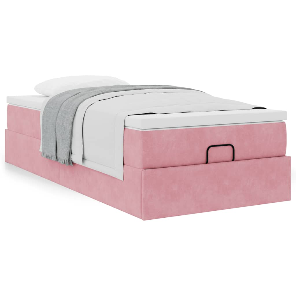 Ottoman-Bett mit Matratze Rosa 90×190 cm Samt