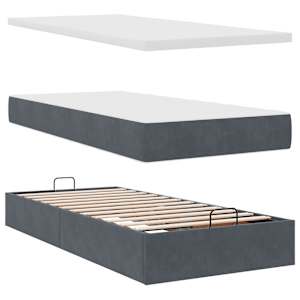 Osmanský rám postele s matrací tmavě šedá 90x200cm samet - obrázek 8