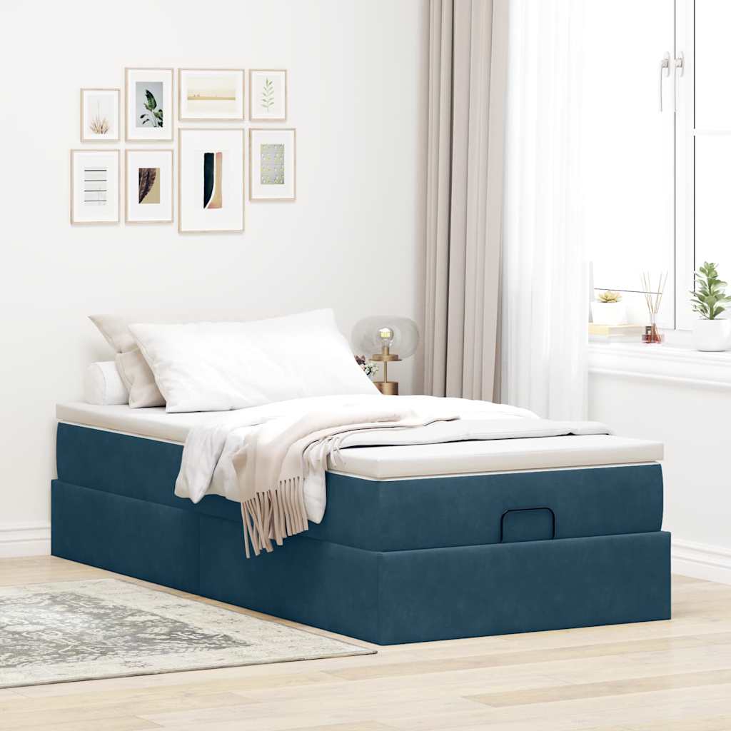 Thumbnail - vidaXL Ottoman-Bett mit Matratze Dunkelblau 90x200 cm Samt