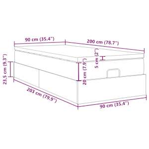 Osmanský rám postele s matrací tmavě modrá 90x200cm samet - obrázek 17