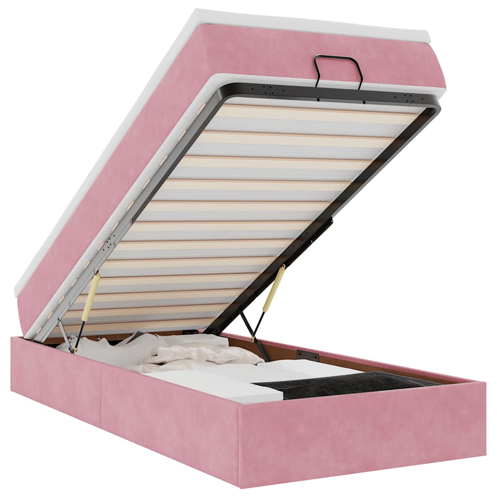 Thumbnail - vidaXL Ottoman-Bett mit Matratze Rosa 90x200 cm Samt