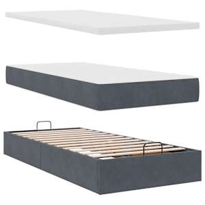 Osmanský rám postele s matrací tmavě šedá 100x200cm samet - obrázek 8