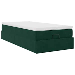 Osmanský rám postele s matrací tmavě zelené 100x200cm samet - obrázek 6