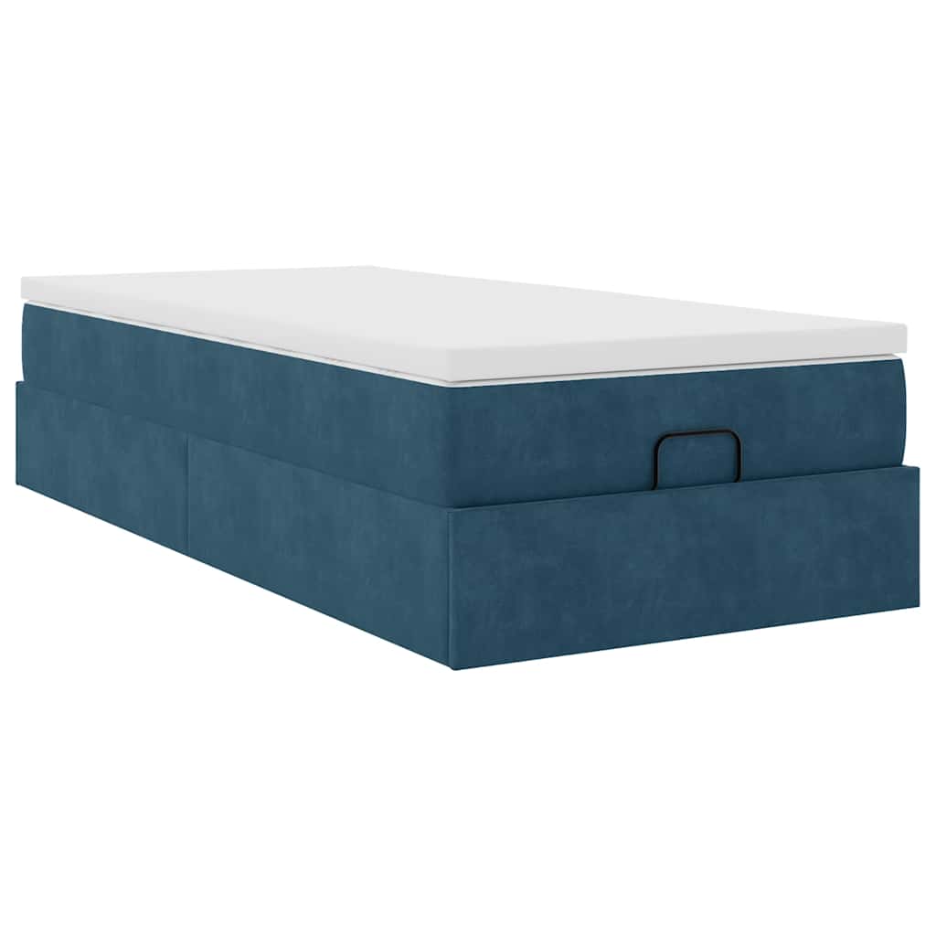 vidaXL Ottoman bed met matras 100x200 cm fluweel donkerblauw blauw, foto 4