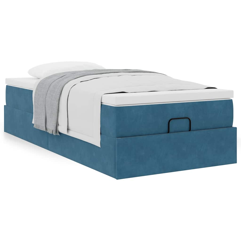 vidaXL Ottoman-Bett mit Matratze Dunkelblau 100x200 cm Samt