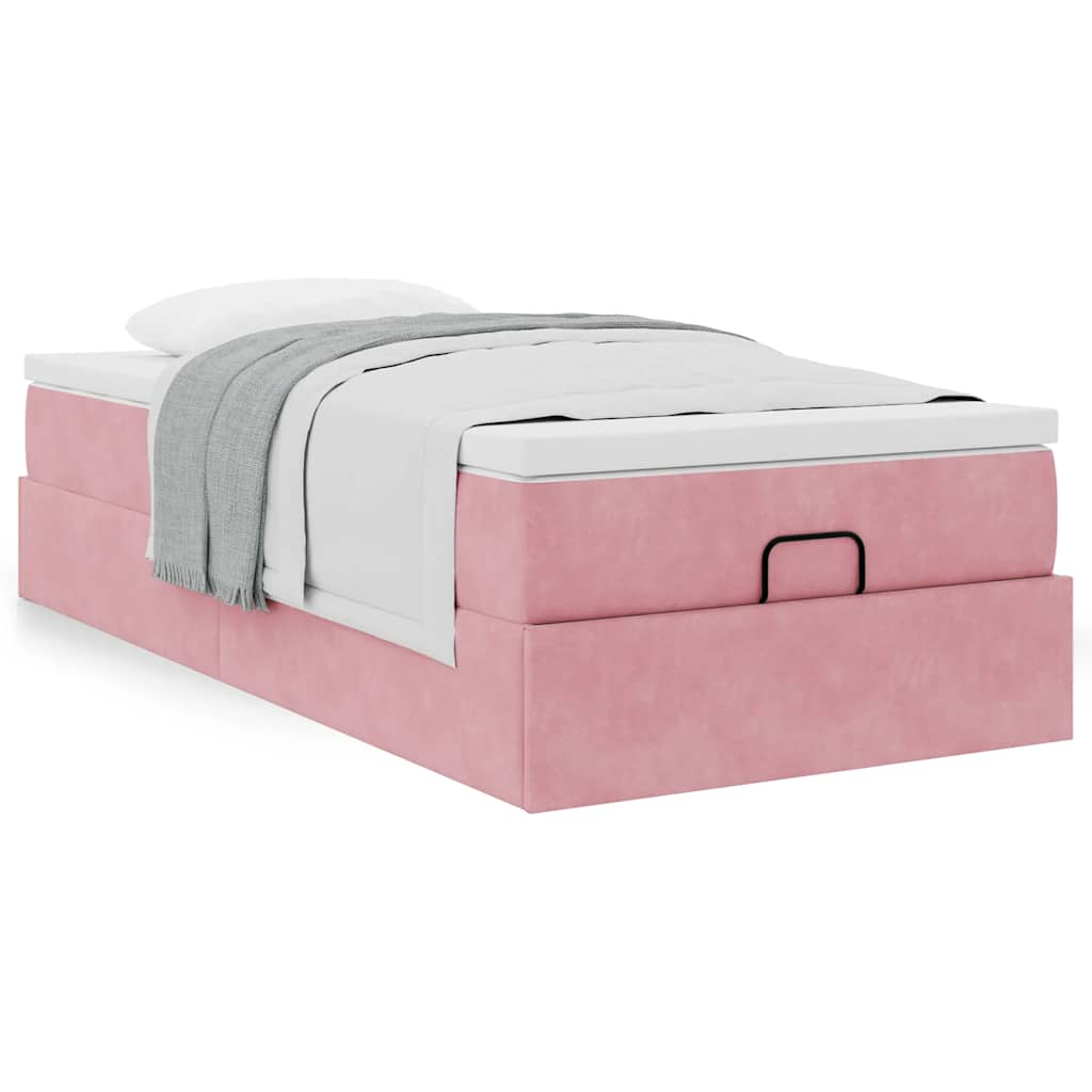 Ottoman-Bett mit Matratze Rosa 100×200 cm Samt