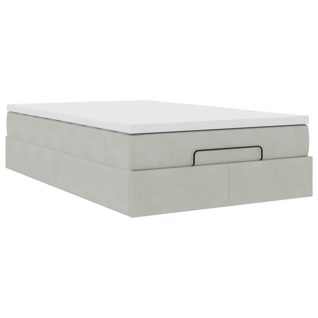 vidaXL Bed poef met matras 120x190 cm fluweel lichtgrijs grijs, foto 4